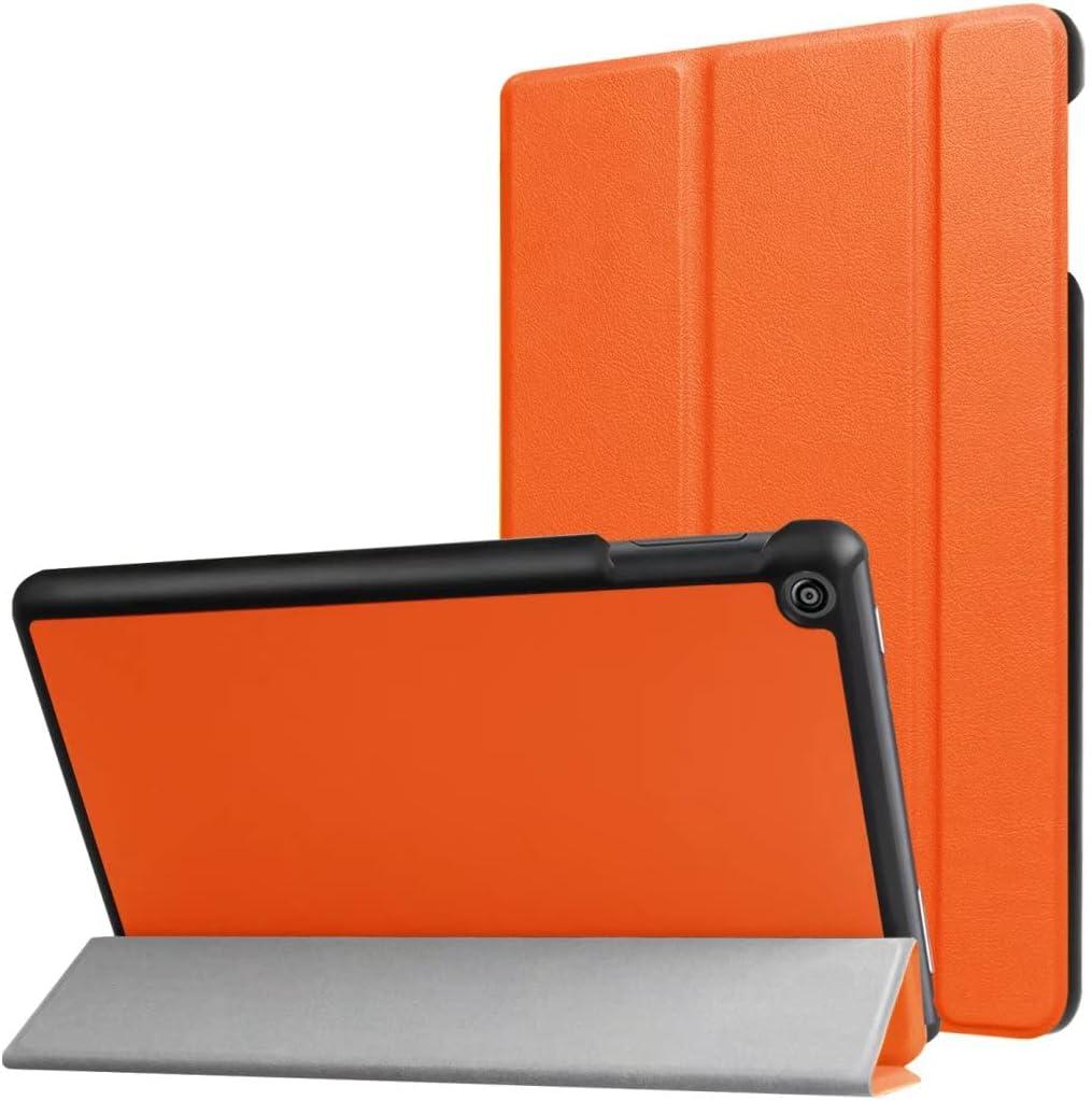 Tablet Cover for Amazon Kindle Fire HD8 6th 7th 8th Generation(2016/2017/2018 Release),Ultra Slim Folio Stand Lightweight Leather Case for Kindle Fire HD 8 6/7/8th Gen 8" (KST-Orange)
