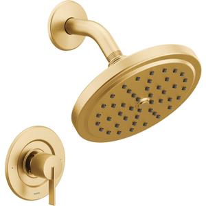 Moen Cia Eco-Performance Rain Shower Faucet Trim Kit with Wide Showerhead and Handle, Posi-Temp Valve Required, T2262EPBG (Brushed Gold)