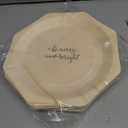 Perfectware Disposable Wooden Christmas Plates, 10.2 Inch Octagon Shape, Be Merry and Bright Green Print, 25 Count