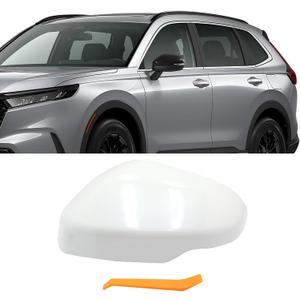 Left Driver Side Replacement Mirror Cover Compatible with Honda HRV/CRV 2023 2024 2025 2026 Exterior Door Side Rearview Mirror Cap Cover With Turn Signal Light Pearl (White)