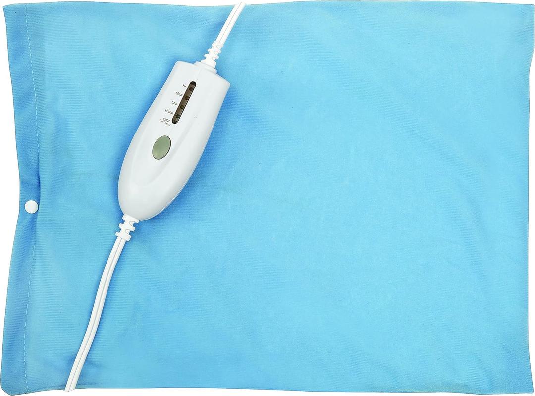 TheraCare Electric Heating Pad  Dry Heat Therapy | 4 Adjustable Heat Settings | 12" x 15" | Comfortable, Soft & Durable | Blue