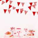 32Ft Red Party Decorations Red Plaid Checkered White Triangle Flag Gingham Pennant Bunting Fabric Garland for Christmas Wedding Birthday Carnival Picnic X-mas Outdoor Home Party Festivals Decoration
