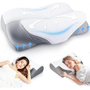Cervical Pillow for Neck and Shoulder, Adjustable Side Sleeper Pillows for Adults, Ergonomic Neck Support Pillow, Contour Memory Foam Pillows Pain Relief for Side Back Stomach Sleepers (23.6"L x 15"W x 5.3 "H)