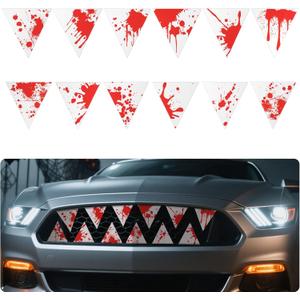 Chunful 12 Pcs Halloween Decoration Car Teeth for Cars Shark Teeth Flowing Blood Sticker Bloody Horror Funny Decal Sticker for Car Mounts to Front Grille on Vehicles DIY Your Cars, Truck, or SUV