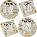 CHUNNIN 50pcs 50th Birthday Plates and Napkins 50th Birthday Party Decorations Vintage Back in 1976 Dessert Plates Vintage 1976 50th Theme Disposable Dinnerware for Men Women Party Supplies