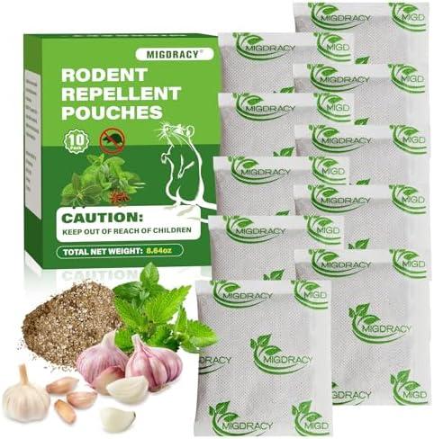 Rodent Repellent Pouches, 10Pcs Peppermint Oil to Repel Mice and Rats, Mouse Repelling Packs, Natural Rat Deterrent, Indoor & Outdoor Use, Use at Home, RVs, Cars, Family & Pet Safe