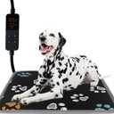 furrybaby Dog Heating Pad (24 x 16 in), Waterproof Pet Heating Pad for Dogs & Cats, Timer or Always-On Mode, Adjustable Temperature, Chew-Resistant, Black