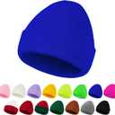 2 x American Trends Unisex Beanie Hat Warm Winter Hats Soft Knit Hat Plain Skull Caps for Men Women Lightweight Beanie (Blue)