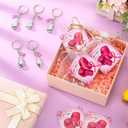 Breast Cancer Awareness Accessories Breast Cancer Boxing Keychain with Pink Ribbon Inspirational Card Survivor Gift