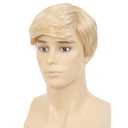 Mens Short Blonde Wigs Natural Layered Costume Natural Looking Synthetic Halloween Cosplay Daily Party Hair Wig