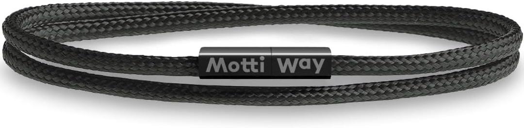 Nautical Durable Black Rope Cord Cuff Unisex Waterproof Bracelet with Magnetic Clasp for Men & Women