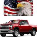 Windshield Sun Shade New American Eagle Flag USA Patriotic Design - Folding Car Front Window Sunshade for Cars SUV Trucks, Max UV Blocking and Keep The Vehicle Cool