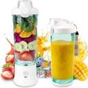 Smoothie Blender with 6 Sharp Blades, Rechargeable Personal Blender for Shakes and Smoothies with 600ML Travel Cup and Lid, for Kitchen, Hiking, Office, Gym