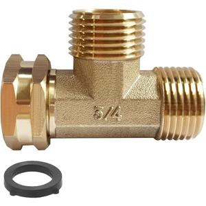 Joywayus Brass Swivel Pipe Fitting Tee - 3-Way Adapter, 3/4" GHT Female Male Male