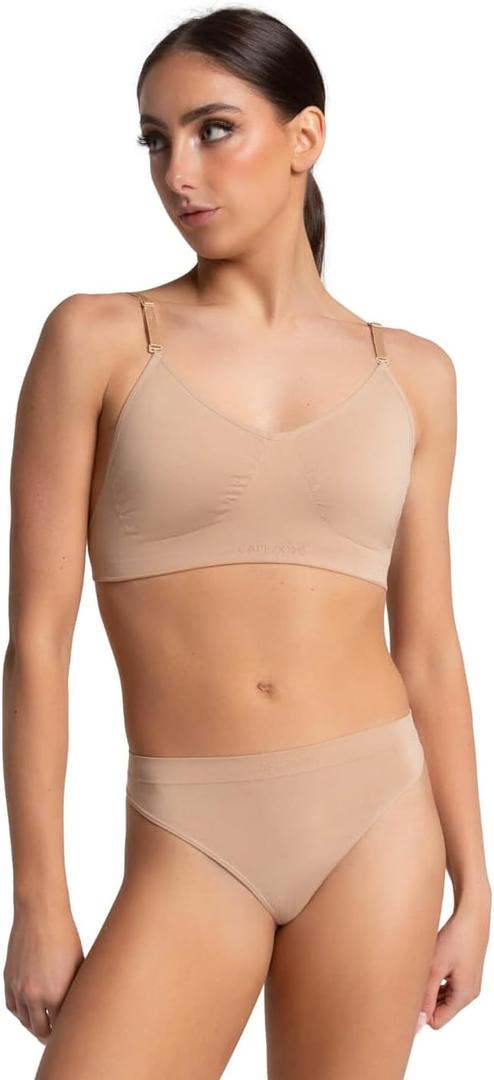 Capezio Women's Seamless Clear Back Bra With Transition Straps (L)