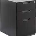 Amazon Basics 3-Drawer Mobile File Cabinet with Lock, Rolling Filing Cabinet for Hanging Files, Black, 20.71" D x 15.51" W x 24.29" H | With Lock, 3 Drawer