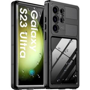 for Samsung Galaxy S23 Ultra Waterproof Case, with Built-in Screen Protector Dustproof Shockproof Full Body Underwater Protective Phone Case Cover for Samsung Galaxy S23 Ultra 5G 6.8"-Black