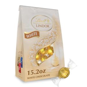Lindt LINDOR White Chocolate Candy Truffles, White Chocolate Candy with Smooth, Melting Truffle Center, 15.2 oz. Bag (EXP 10/31/26)