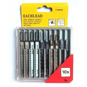 Jigsaw Blades Set with Case 10 Piece T-Shank Assorted Professional Saw Blades for Wood Plastic Metal Cutting