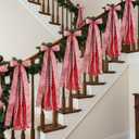 YKW Large Christmas Wreath Sash 27.5", 7 Mixed Ribbon Red Velvet Holiday Bow with Metal Clip, Big Tree Topper for Front Door Indoor Outdoor Xmas Decoration