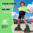 2PM SPORTS Torinx Green Boys Adjustable Inline Skates, Fun Beginner Roller Skates for Kids, Youth, Girls, Men and Women, Large - Youth (4-7 US)