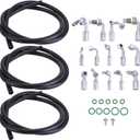 25PCS A/C Hose & Fitting Kit,Universal Air Conditioning Extended Length Hoses & Fittings & O-rings Kit with #6#8#10 AC Hoses and #6#8#10 AC Fittings