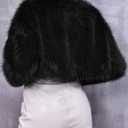 Danedvi Women's Fashion Cropped Faux Fur Jacket Long Sleeve Open Front Cardigan Casual Fluffy Parka Shaggy Short Coat (Black)