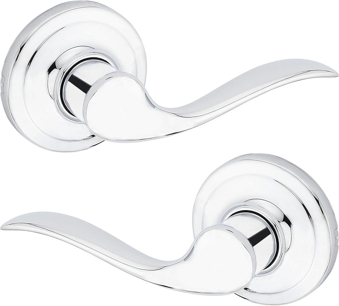 Kwikset Tustin Interior Passage Door Handle, Lever For Closet and Hallway Doors, Reversible Non-Locking Handle Lever, Polished Chrome (Passage (Pack of 1))