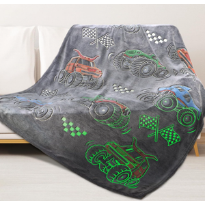 Boys Truck Car Toys Unique Gifts for Kids Glow in The Dark Blanket Glowing Cartoon Tractor Throw Blanket Soft Fleece Blanket Excavators Room Bed Sofa Decor Blankets