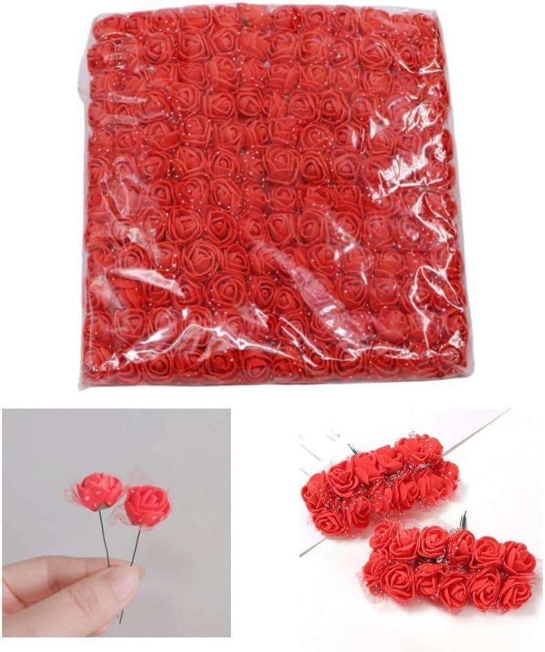 Mini Roses Artificial Flowers,Mini Roses for Crafts,Miniature Flowers for Dollhouse, for Gift Decoration, Handicraft DIY Flowers,Dollhouse Dcor (144, Red)