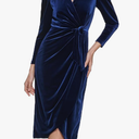 Kensie Womens Long Sleeve Velvet Faux Wrap Midi Dress, Size 2, Navy