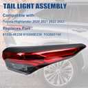 Tail Lights Assembly Rear Lamp Compatible With Highlander 2020 2021 2022 2023 Right Passenger Side