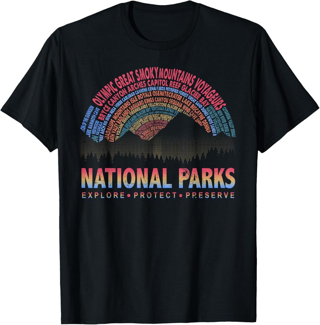 Explore Protect Preserve National Park Outdoor Lover T-Shirt L