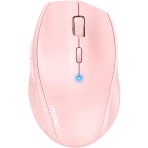 TECKNET Bluetooth Mouse, 4800 DPI Wireless Mouse, 2-Year Battery 6 Adjustable DPI, 6 Buttons Compatible with Laptop/Windows/Computer - Pink