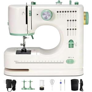 Mini Dual-Speed SewingMachine Double Needle & Double Thread16 Stitch Modes Beginner-FriendlyHousehold Sewing Machine | ldeal forAdults & Beginners