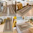 HEBE Washable Kitchen Rugs Sets of 3, Non Slip Absorbent Kitchen Rugs and Mats, Farmhouse Stain Resistant Faux Jute Kitchen Mat Carpet Runner for Kitchen Floor, Laundry Room, Hallway, Red