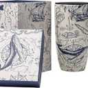 Voltogar Ceramic Coffee Mug Travel Cup with Lid and Handle for Home & Office, 17Oz Porcelain Tall Tea Cup with Color Box, 6.5" H Ocean Mug