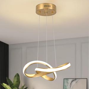 Modern LED Chandelier Contemporary Pendant Lighting Ring Light Fixture Gold with 4500K and 59in Height Adjustable Hanging Lamp for Kitchen Island Hallway Foyer Closet Corridor (12.5" - No Remote)
