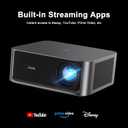 HAPPRUN 2500 ANSI Lumens Outdoor Projector with Built-in Streaming Apps, 4K Decoding Resolution, Dolby Audio, WiFi 6 and Bluetooth 5.2 for Indoor and Outdoor Home Theater