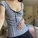 Women Fairy Grunge Y2K Shirts Summer Short Sleeve Lace Patchwork Tee Tops Vinatge E-Girls Aesthetic Clothes (M)