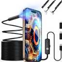 Endoscope Camera with Light, 1920P HD Borescope with 8 Adjustable LED Lights, Snake Camera with Semi-Rigid Cord, IP67 Waterproof Scope Tools for Pipe Inspection for iOS and Android,16.4ft Single Lens