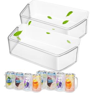 DA97-17255A Refrigerator Door Bin, Replace DA63-08688A Refrigerator Door Shelf Right, for samsung Door Bin RF265BEAESR, RF265BEAESG, RF262BEAESR (See Figure 6), 2 Pack, with 2 Soda Can Organizer