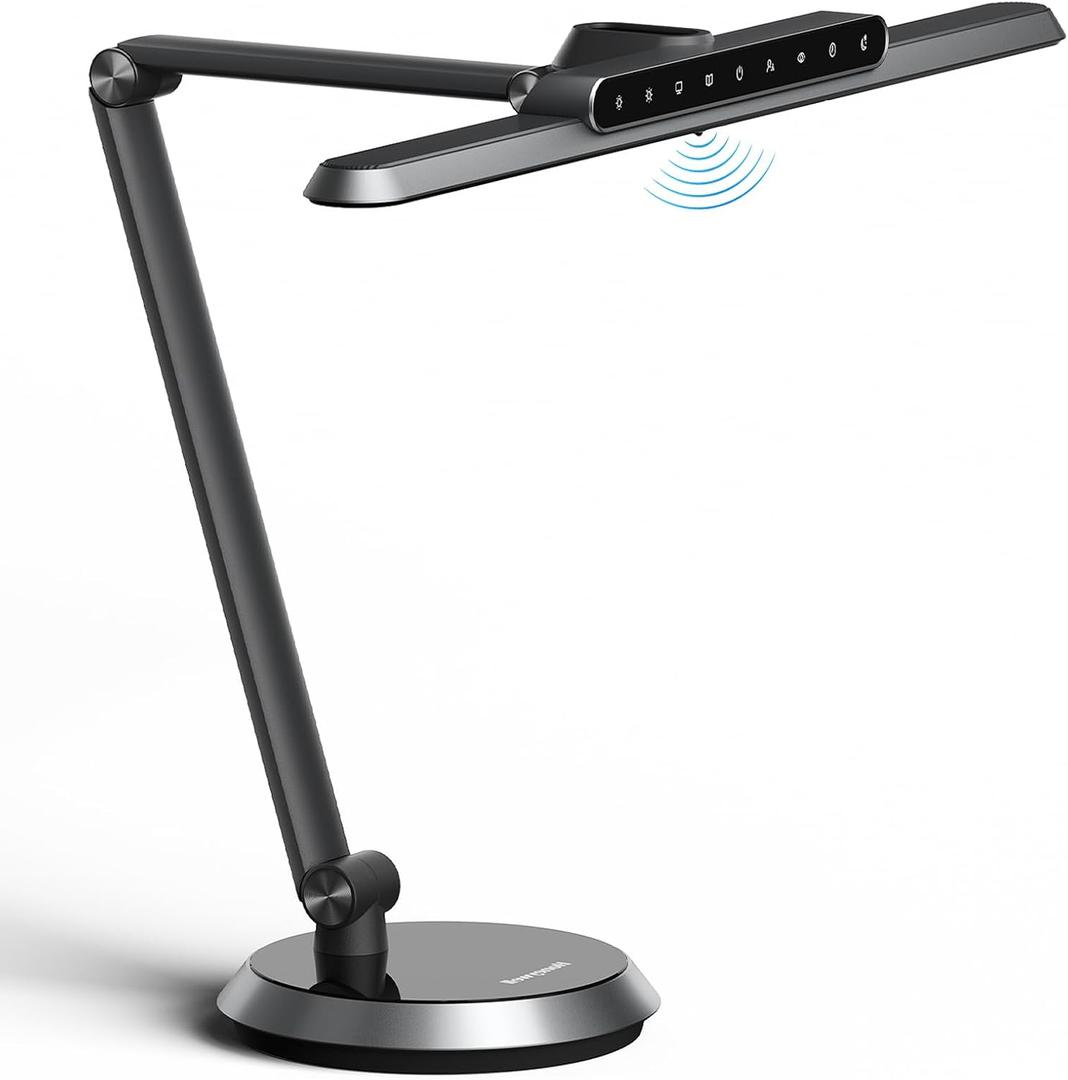 Honeywell Desk Lamp for Home Office, H9 Sunturalux Eye-Caring LED Desk Light, 1000LM Dimmable Desk Lamp with Timer and Auto-sensing, Adjustable Desk Reading Light or Study, Cumputer, Architect