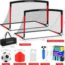 VAVOSPORT Kids Soccer Goals for Backyard Set, 2 of 4x3 / 6x4 ft Portable Soccer Goal Nets, Pop Up Mini Toddler Soccer Net Training Equipment & Ball, Cones for Ages 3-14, Outdoor Games Gifts for Kids