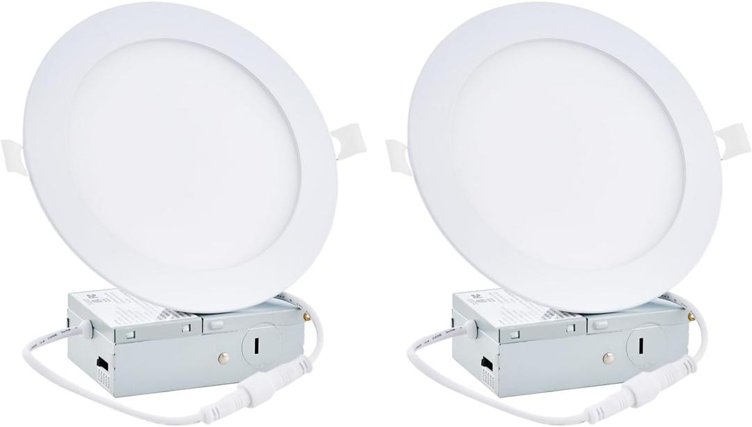 2 Pack 4 Inch LED Recessed Light, Dimmable,2700K 3000K 3500K 4000K 5000K. Canless Wafer Light, 750LM, 9W, 120V, ETL FCC (White)
