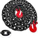 YATOINTO 1/2'' Chain G80 Trailer Tow Chain 16ft, 12,000 lb WLL, Red Clevis Grab Hooks, EP Black Finish, Logging Chain for Towing & Trailer Tie-Down