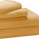 Superior Egyptian Cotton 4 Piece Sheet Set, 650 Thread Count, Modern Design, Sustainable Sheets, Ultra-Soft Basics, Solid, Deep Pocket Fitted Sheet, Flat Sheet, Pillowcases, Queen, Gold