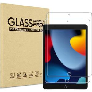 ProCase 2 Pack Screen Protector for iPad 9th 8th 7th Generation 10.2 Inch (2021/2020/2019), Tempered Glass Film for A2602 A2603 A2270 A2197 -Clear