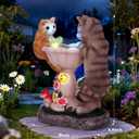 Garden Cat Statue with Solar Lights - Outdoor Garden Decor Kitten Ornament for Lawn, Yard, Patio, Balcony - Unique Birthday/Housewarming Gifts for Women, Mom, Grandma, Cat Lovers
