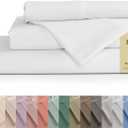 100% Cotton King Size Sheets Set 1 Fitted Sheet 1 Flat Sheet 2 King Pillowcases White